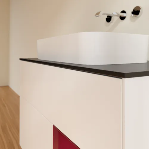 VILLEROY BOCH Toaletní skříňka Finion, s osvětlením, 2 výsuvy, 1000 x 603 x 501 mm, bílý matný lak / pivoňkový matný lak / černé matné sklo #F662HBMT, obrázek 6
