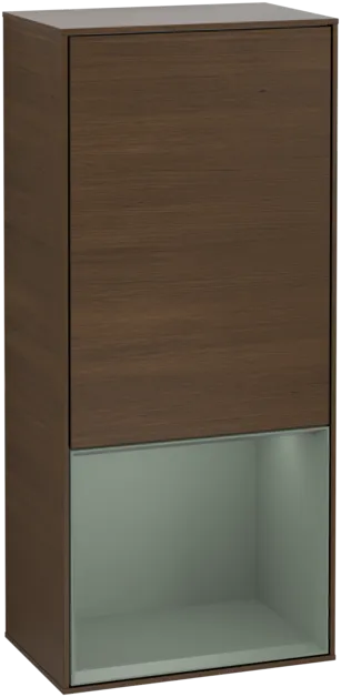 VILLEROY BOCH Boční skříňka Finion, s osvětlením, 1 dvířka, 418 x 936 x 270 mm, ořechová dýha / olivově matný lak #F540GMGN