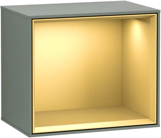 VILLEROY BOCH Policový modul Finion, s osvětlením, 418 x 356 x 270 mm, olivový matný lak / zlatý matný lak #F580HFGM
