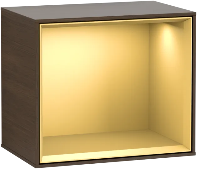 VILLEROY BOCH Policový modul Finion, s osvětlením, 418 x 356 x 270 mm, ořechová dýha / zlatý matný lak #F580HFGN