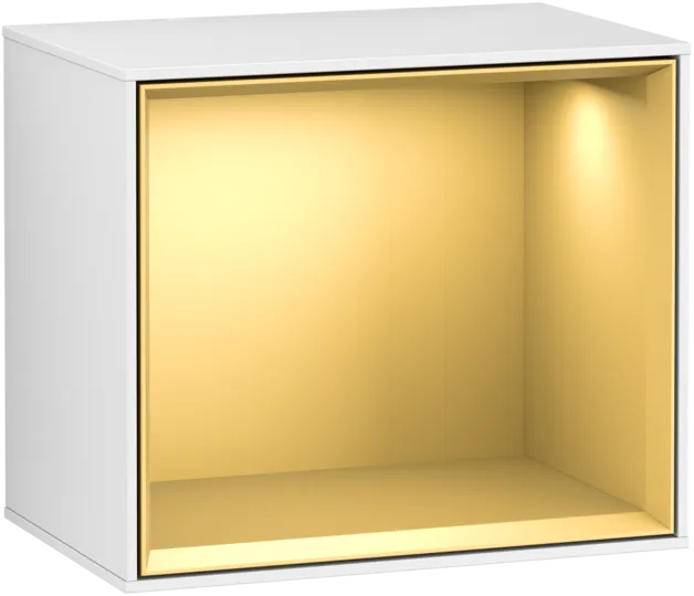 VILLEROY BOCH Policový modul Finion, s osvětlením, 418 x 356 x 270 mm, lesklý bílý lak / zlatý matný lak #F580HFGF