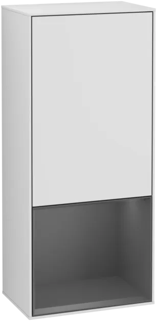 VILLEROY BOCH Boční skříňka Finion, s osvětlením, 1 dveře, 418 x 936 x 270 mm, bílý matný lak / antracitový matný lak #F550GKMT