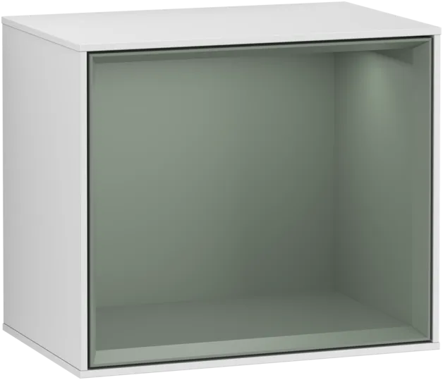 VILLEROY BOCH Policový modul Finion, s osvětlením, 418 x 356 x 270 mm, bílý matný lak / olivový matný lak #F580GMMT