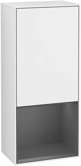 VILLEROY BOCH Boční skříňka Finion, s osvětlením, 1 dveře, 418 x 936 x 270 mm, lesklý bílý lak / antracitový matný lak #F540GKGF