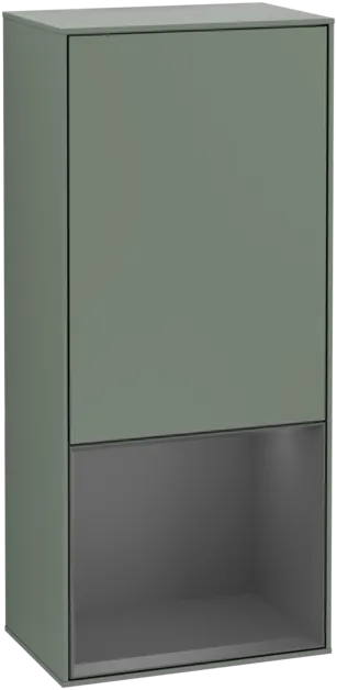 VILLEROY BOCH Boční skříňka Finion, s osvětlením, 1 dveře, 418 x 936 x 270 mm, olivový matný lak / antracitový matný lak #F540GKGM