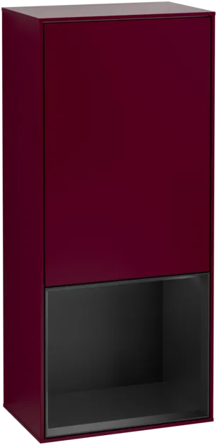 VILLEROY BOCH Boční skříňka Finion, s osvětlením, 1 dvířka, 418 x 936 x 270 mm, matný lak Peony / černý matný lak #F550PDHB