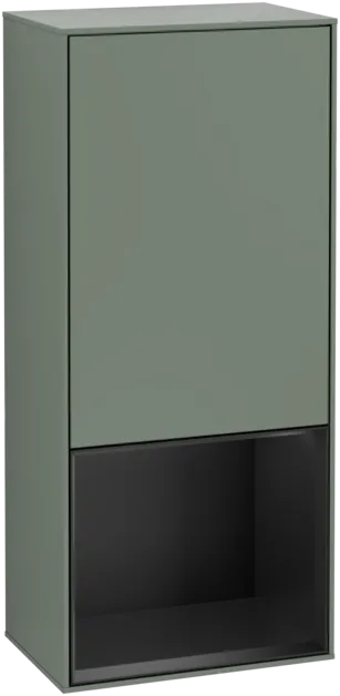 VILLEROY BOCH Boční skříňka Finion, s osvětlením, 1 dveře, 418 x 936 x 270 mm, olivový matný lak / černý matný lak #F550PDGM