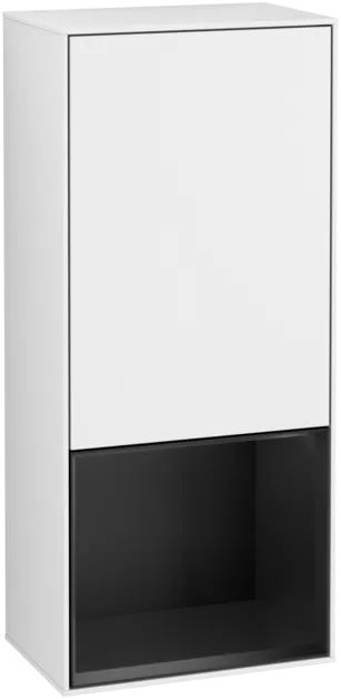 VILLEROY BOCH Boční skříňka Finion, s osvětlením, 1 dveře, 418 x 936 x 270 mm, lesklý bílý lak / černý matný lak #F550PDGF
