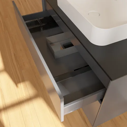 VILLEROY BOCH Toaletní skříňka Finion, s osvětlením, 2 výsuvy, 1000 x 603 x 501 mm, antracit matný lak / antracit matný lak / sklo černé matné #F652GKGK, obrázek 8
