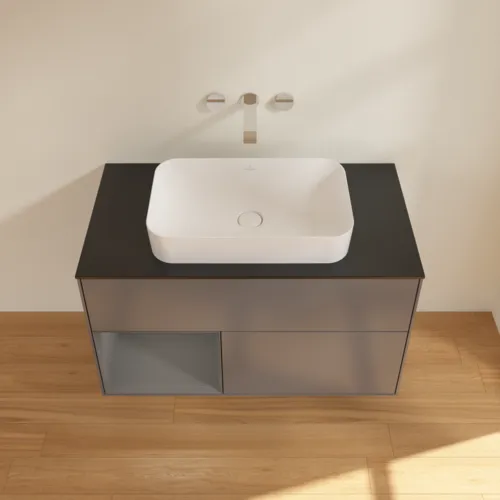 VILLEROY BOCH Toaletní skříňka Finion, s osvětlením, 2 výsuvy, 1000 x 603 x 501 mm, antracit matný lak / antracit matný lak / sklo černé matné #F652GKGK, obrázek 4