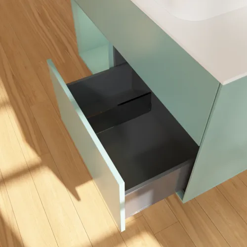 VILLEROY BOCH Toaletní skříňka Finion, s osvětlením, 2 výsuvy, 1000 x 603 x 501 mm, olivově matný lak / olivově matný lak / sklo bílé matné #F651GMGM, obrázek 7