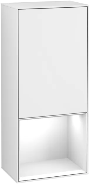 VILLEROY BOCH Boční skříňka Finion, s osvětlením, 1 dveře, 418 x 936 x 270 mm, lesklý bílý lak / lesklý bílý lak #F550GFGF