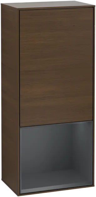 VILLEROY BOCH Boční skříňka Finion, s osvětlením, 1 dvířka, 418 x 936 x 270 mm, ořechová dýha / půlnočně modrý matný lak #F550HGGN