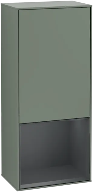 VILLEROY BOCH Boční skříňka Finion, s osvětlením, 1 dveře, 418 x 936 x 270 mm, olivový matný lak / půlnoční modrý matný lak #F550HGGM