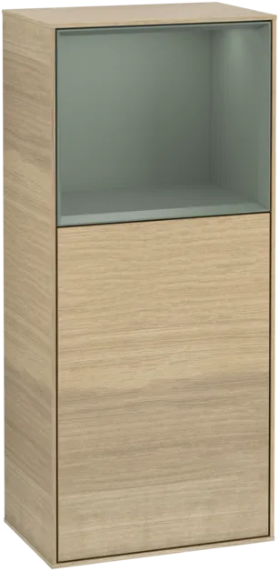 VILLEROY BOCH Boční skříňka Finion, s osvětlením, 1 dvířka, 418 x 936 x 270 mm, dubová dýha / olivově matný lak #F510GMPC