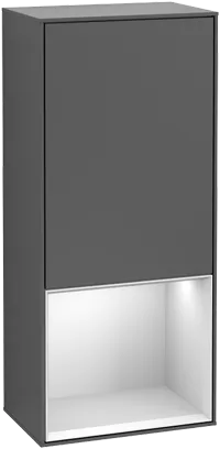 VILLEROY BOCH Boční skříňka Finion, s osvětlením, 1 dvířka, 418 x 936 x 270 mm, Silk Grey Matt Lacquer / Peony Matt Lacquer #F540HBHJ