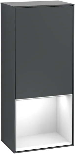 VILLEROY BOCH Boční skříňka Finion, s osvětlením, 1 dvířka, 418 x 936 x 270 mm, matný lak Midnight Blue / lesklý bílý lak #F550GFHG