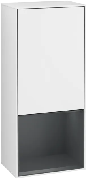 VILLEROY BOCH Boční skříňka Finion, s osvětlením, 1 dvířka, 418 x 936 x 270 mm, lesklý bílý lak / půlnočně modrý matný lak #F550HGGF