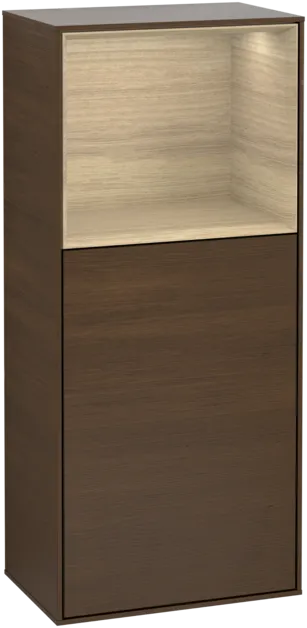 VILLEROY BOCH Boční skříňka Finion, s osvětlením, 1 dvířka, 418 x 936 x 270 mm, ořechová dýha / dubová dýha #F510PCGN