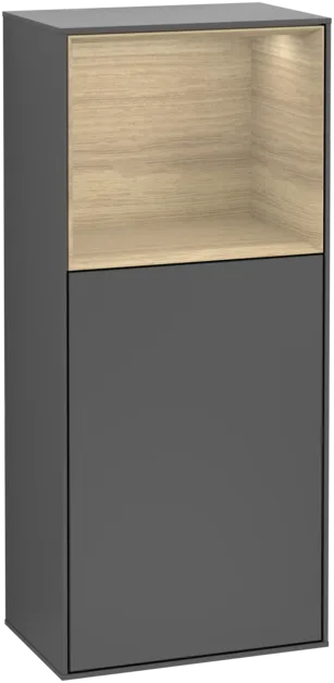 VILLEROY BOCH Boční skříňka Finion, s osvětlením, 1 dvířka, 418 x 936 x 270 mm, antracitový matný lak / dubová dýha #F510PCGK