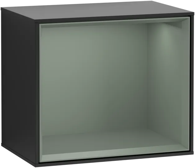 VILLEROY BOCH Policový modul Finion, s osvětlením, 418 x 356 x 270 mm, černý matný lak / olivový matný lak #F580GMPD