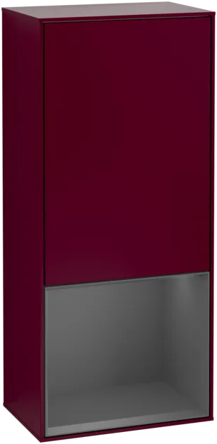 VILLEROY BOCH Boční skříňka Finion, s osvětlením, 1 dvířka, 418 x 936 x 270 mm, matný lak Peony / matný antracitový lak #F540GKHB