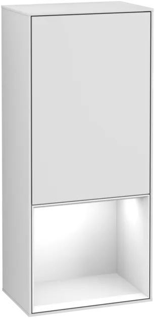 VILLEROY BOCH Boční skříňka Finion, s osvětlením, 1 dveře, 418 x 936 x 270 mm, bílý matný lak / lesklý bílý lak #F550GFMT