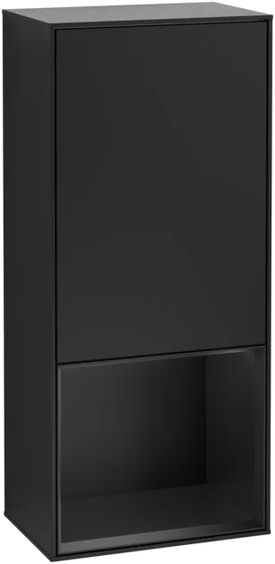 VILLEROY BOCH Boční skříňka Finion, s osvětlením, 1 dveře, 418 x 936 x 270 mm, černý matný lak / černý matný lak #F550PDPD