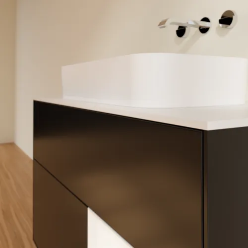VILLEROY BOCH Toaletní skříňka Finion, s osvětlením, 2 výsuvy, 1000 x 603 x 501 mm, černý matný lak / bílý matný lak / bílé matné sklo #F661MTPD, obrázek 6