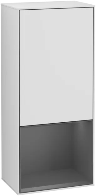 VILLEROY BOCH Boční skříňka Finion, s osvětlením, 1 dveře, 418 x 936 x 270 mm, bílý matný lak / antracitový matný lak #F540GKMT