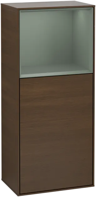 VILLEROY BOCH Boční skříňka Finion, s osvětlením, 1 dvířka, 418 x 936 x 270 mm, ořechová dýha / olivově matný lak #F510GMGN