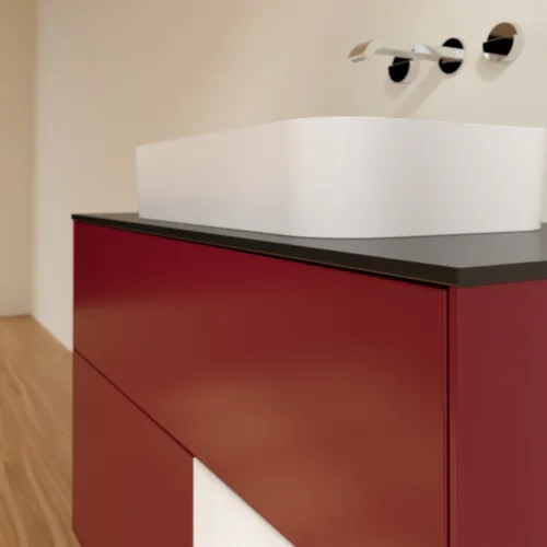 VILLEROY BOCH Toaletní skříňka Finion, s osvětlením, 2 výsuvy, 1000 x 603 x 501 mm, matný lak Peony / lesklý bílý lak / černé matné sklo #F662GFHB, obrázek 6