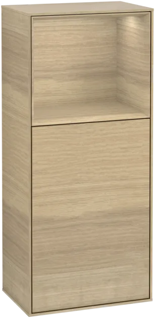 VILLEROY BOCH Boční skříňka Finion, s osvětlením, 1 dvířka, 418 x 936 x 270 mm, Dubová dýha / Dubová dýha #F500PCPC