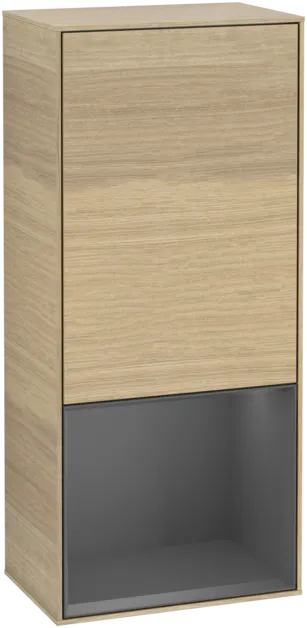 VILLEROY BOCH Boční skříňka Finion, s osvětlením, 1 dvířka, 418 x 936 x 270 mm, dubová dýha / antracitový matný lak #F540GKPC