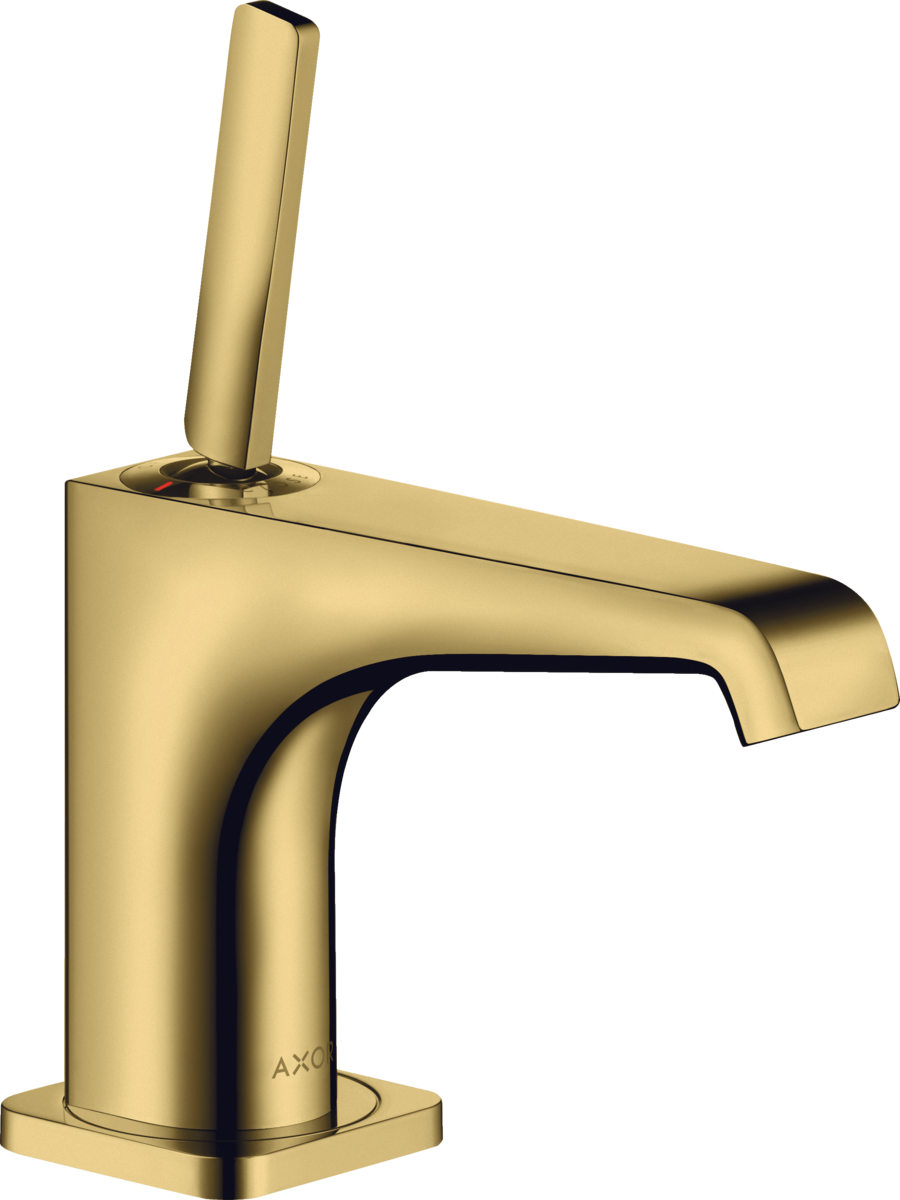HANSGROHE AXOR Citterio E jednopáková umyvadlová baterie 90 s kolíkovou rukojetí pro umyvadlo s výsuvným odpadem #36102990 - Polished Gold Optic