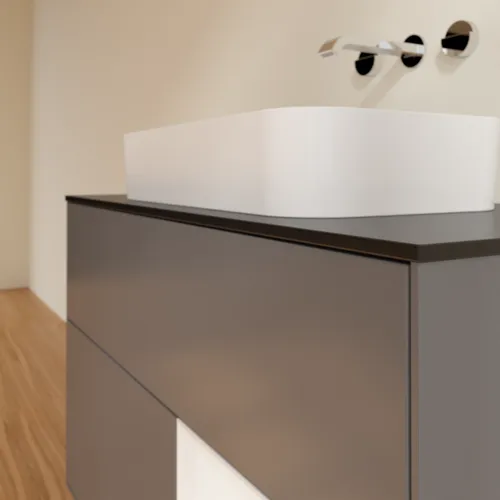 VILLEROY BOCH Toaletní skříňka Finion, s osvětlením, 2 výsuvy, 1000 x 603 x 501 mm, antracit matný lak / lesklý bílý lak / sklo černé matné #F662GFGK, obrázek 6