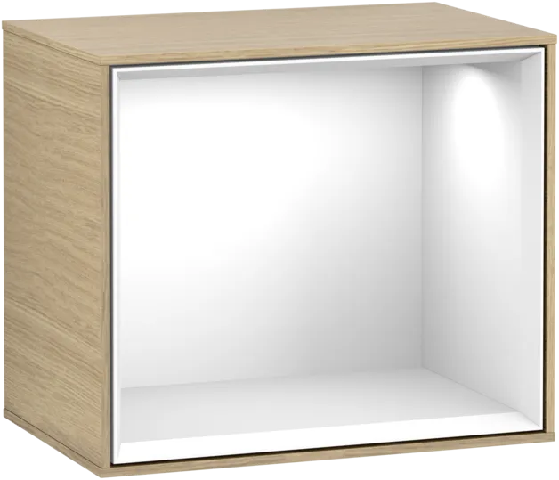 VILLEROY BOCH Policový modul Finion, s osvětlením, 418 x 356 x 270 mm, dubová dýha / lesklý bílý lak #F580GFPC