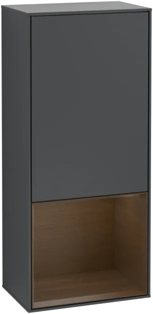 VILLEROY BOCH Boční skříňka Finion, s osvětlením, 1 dvířka, 418 x 936 x 270 mm, matný lak Midnight Blue / ořechová dýha #F550GNHG