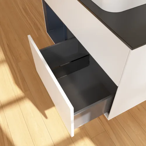 VILLEROY BOCH Toaletní skříňka Finion, s osvětlením, 2 výsuvy, 1000 x 603 x 501 mm, bílý matný lak / půlnoční modrý matný lak / černé matné sklo #F652HGMT, obrázek 7