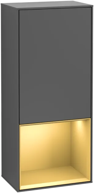 VILLEROY BOCH Boční skříňka Finion, s osvětlením, 1 dveře, 418 x 936 x 270 mm, antracitový matný lak / zlatý matný lak #F540HFGK