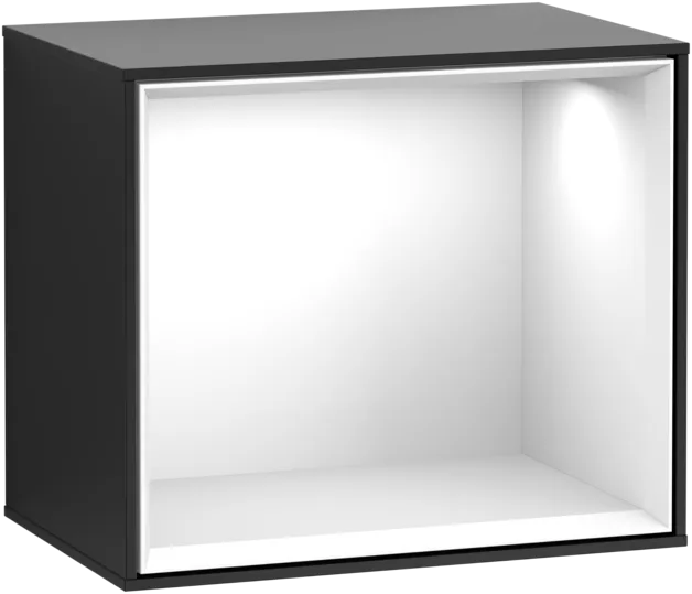 VILLEROY BOCH Policový modul Finion, s osvětlením, 418 x 356 x 270 mm, černý matný lak / bílý lesklý lak #F580GFPD