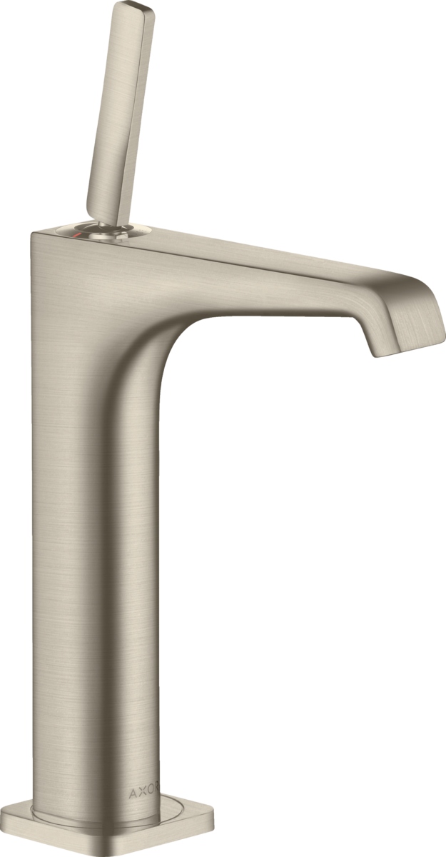 HANSGROHE AXOR Citterio E jednopáková umyvadlová baterie 190 s kolíkovou rukojetí pro umyvadla na desku s výsuvným odpadem #36103820 - kartáčovaný nikl