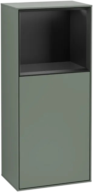 VILLEROY BOCH Boční skříňka Finion, s osvětlením, 1 dveře, 418 x 936 x 270 mm, olivový matný lak / černý matný lak #F500PDGM