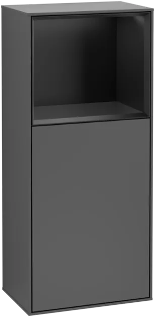 VILLEROY BOCH Boční skříňka Finion, s osvětlením, 1 dveře, 418 x 936 x 270 mm, antracitový matný lak / černý matný lak #F500PDGK