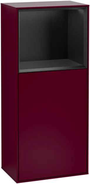 VILLEROY BOCH Boční skříňka Finion, s osvětlením, 1 dvířka, 418 x 936 x 270 mm, matný lak Peony / černý matný lak #F500PDHB