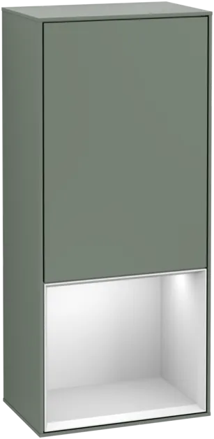 VILLEROY BOCH Boční skříňka Finion, s osvětlením, 1 dveře, 418 x 936 x 270 mm, olivový matný lak / bílý matný lak #F550MTGM