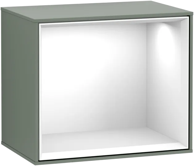 VILLEROY BOCH Regálový modul Finion, s osvětlením, 418 x 356 x 270 mm, olivově matný lak / lesklý bílý lak #F580GFGM