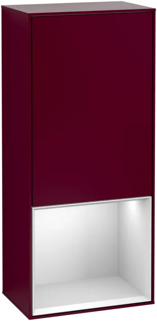 VILLEROY BOCH Boční skříňka Finion, s osvětlením, 1 dvířka, 418 x 936 x 270 mm, matný lak Pivoňka / bílý matný lak #F550MTHB