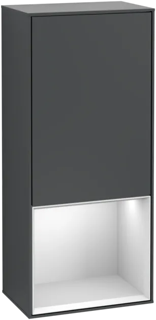 VILLEROY BOCH Boční skříňka Finion, s osvětlením, 1 dveře, 418 x 936 x 270 mm, Midnight Blue Matt Lacquer / White Matt Lacquer #F550MTHG