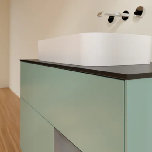 VILLEROY BOCH Toaletní skříňka Finion, s osvětlením, 2 výsuvy, 1000 x 603 x 501 mm, olivový matný lak / antracitový matný lak / černé matné sklo #F662GKGM, obrázek 6